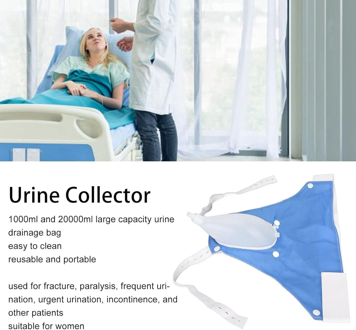 Portable Reusable Urine Collection System with Adjustable Leg Straps and 1000ml Collection Bag for Mobility | Sansoti