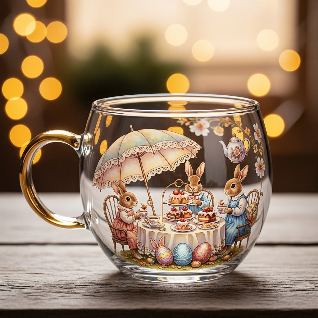 Feestelijk Glazen Kerstbeker met Wintermotief voor Warme Dranken | Sansoti