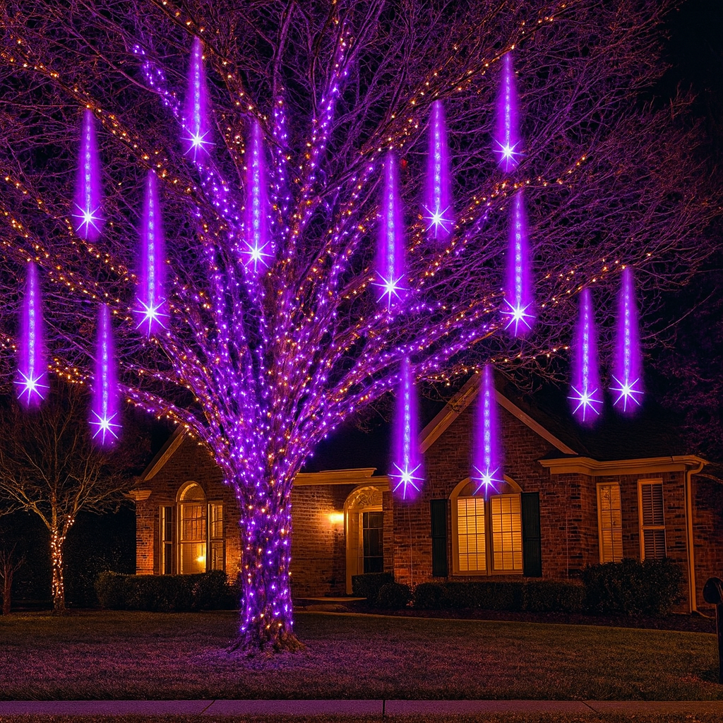 LED Meteorlichtslinger Sneeuwval Effect Buitenverlichting 8-12 Banen USB IP44 Kerstdecoratie Tuin Terras | Sansoti
