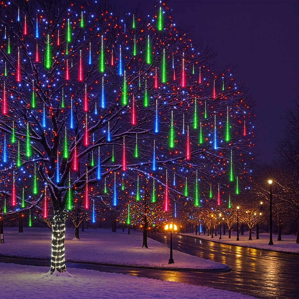 LED Meteorlichtslinger Sneeuwval Effect Buitenverlichting 8-12 Banen USB IP44 Kerstdecoratie Tuin Terras | Sansoti