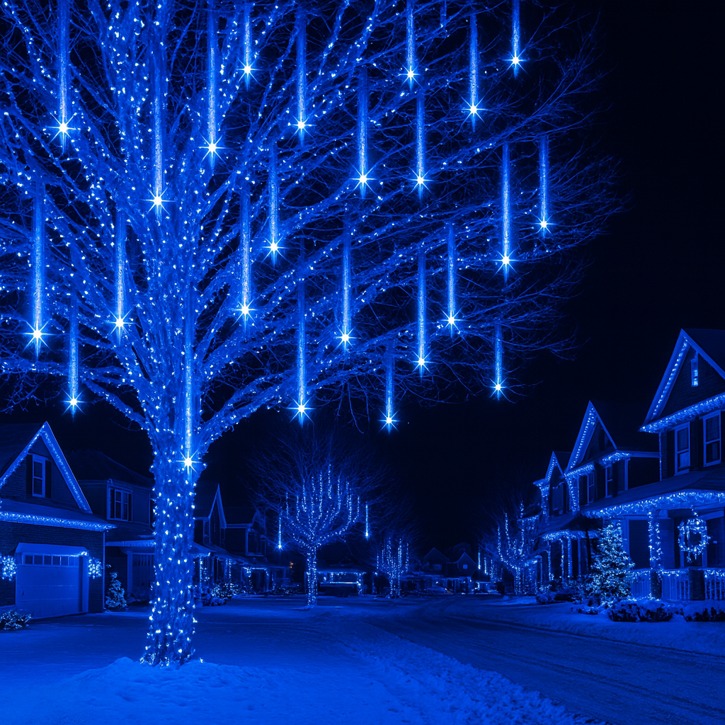 LED Meteorlichtslinger Sneeuwval Effect Buitenverlichting 8-12 Banen USB IP44 Kerstdecoratie Tuin Terras | Sansoti