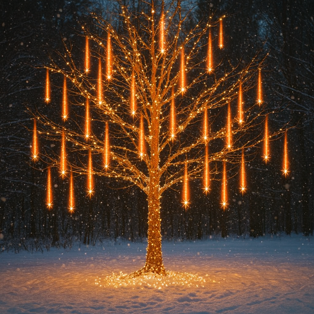 LED Meteorlichtslinger Sneeuwval Effect Buitenverlichting 8-12 Banen USB IP44 Kerstdecoratie Tuin Terras | Sansoti