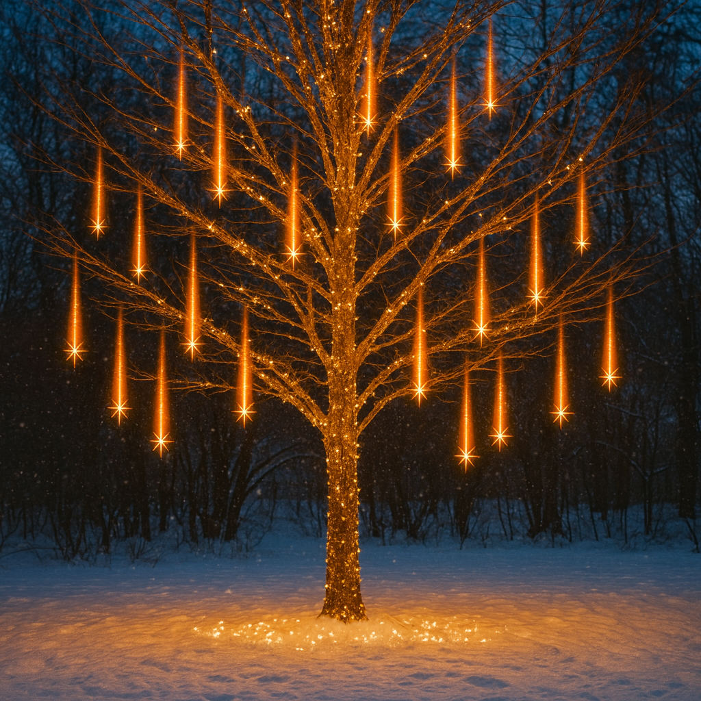 LED Meteorlichtslinger Sneeuwval Effect Buitenverlichting 8-12 Banen USB IP44 Kerstdecoratie Tuin Terras | Sansoti