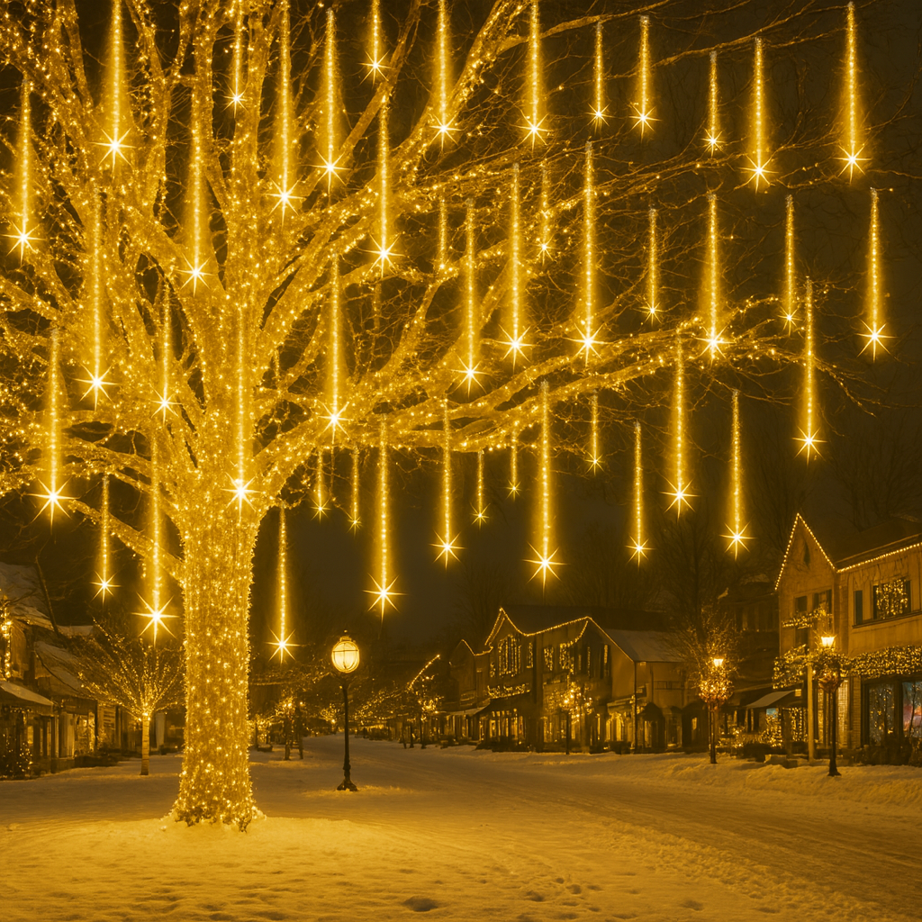 LED Meteorlichtslinger Sneeuwval Effect Buitenverlichting 8-12 Banen USB IP44 Kerstdecoratie Tuin Terras | Sansoti