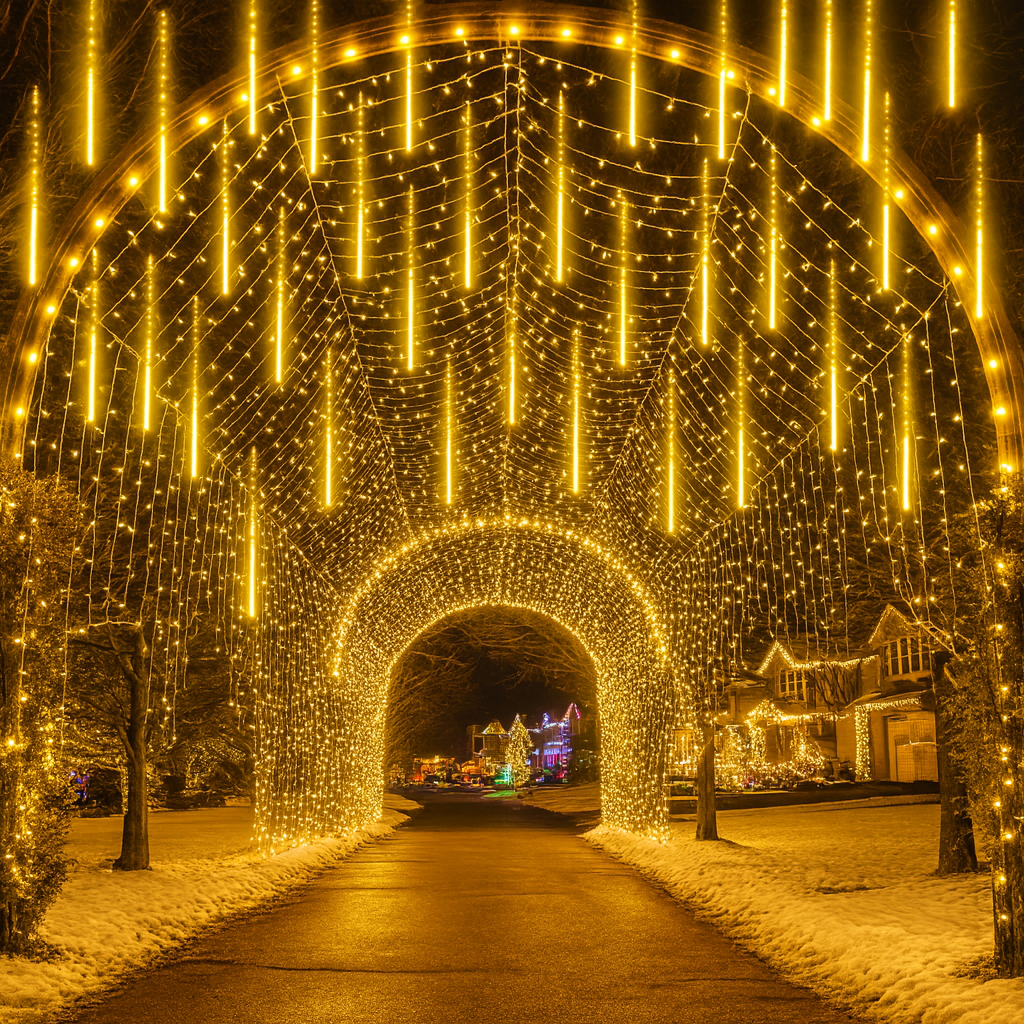 LED Meteorlichtslinger Sneeuwval Effect Buitenverlichting 8-12 Banen USB IP44 Kerstdecoratie Tuin Terras | Sansoti