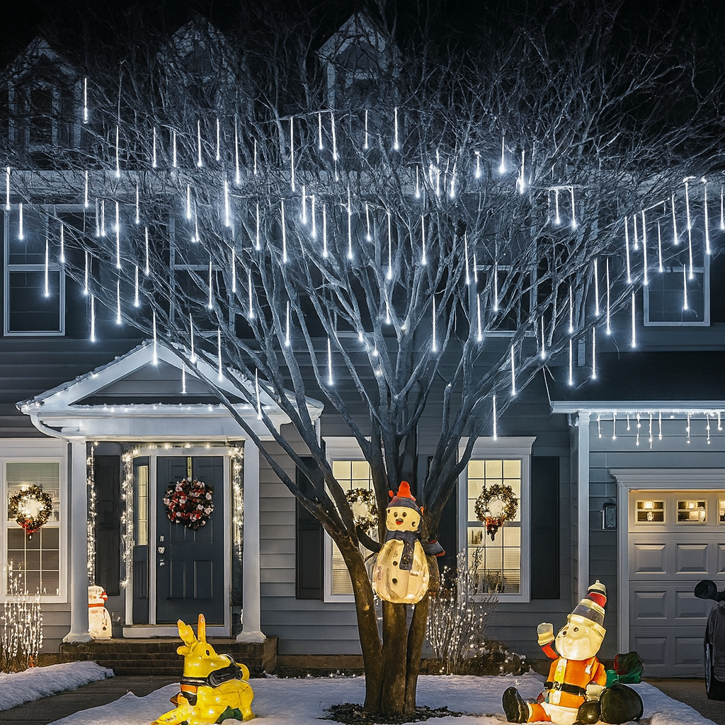 LED Meteorlichtslinger Sneeuwval Effect Buitenverlichting 8-12 Banen USB IP44 Kerstdecoratie Tuin Terras | Sansoti