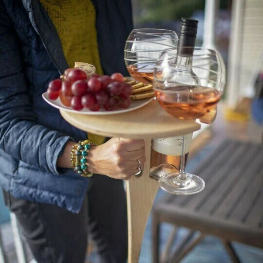Opvouwbare Picknicktafel met Wijnhouder en Glazenrek Hout Inklapbaar | Sansoti