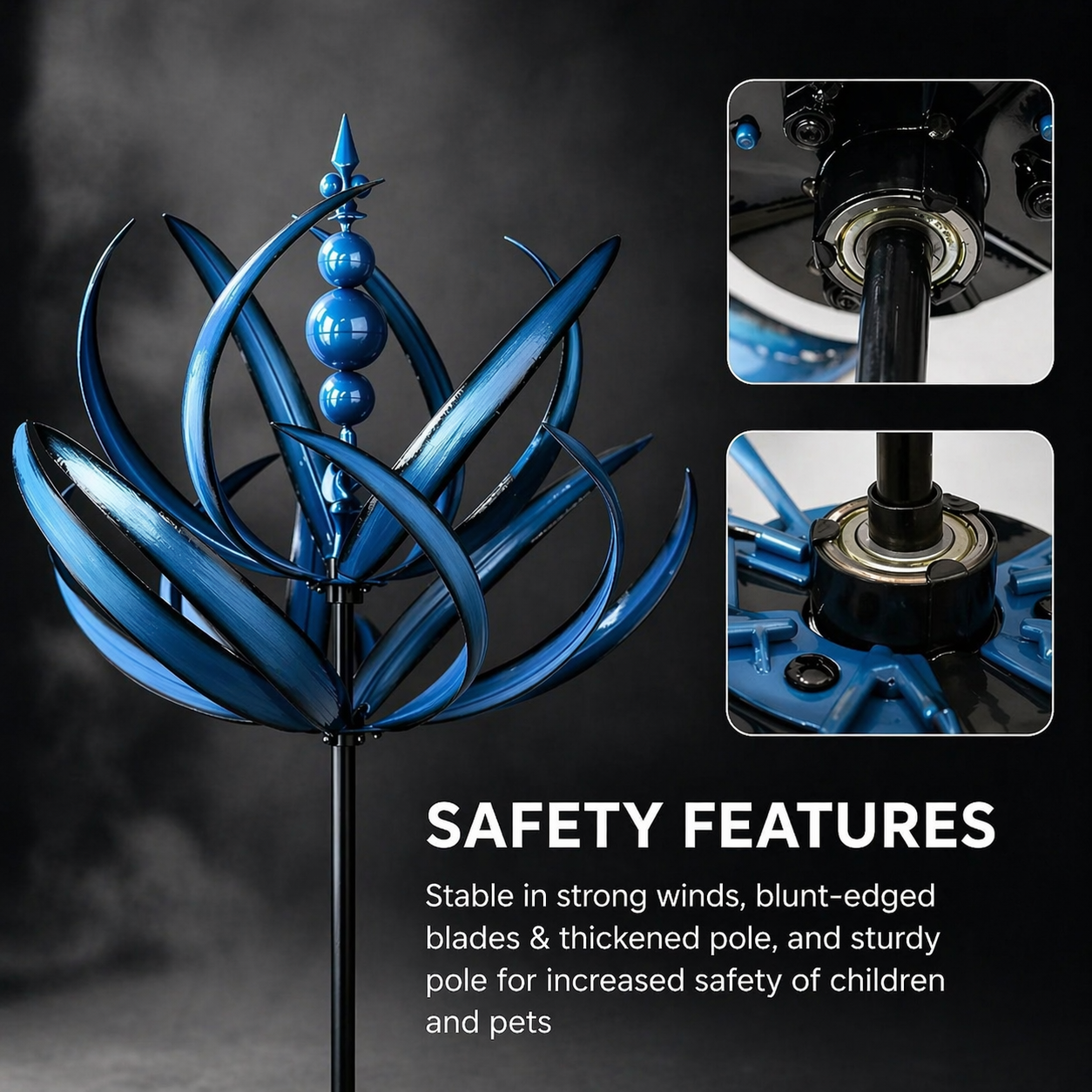 Metalen Tuinwindmolen Lotus 90cm Weerbestendig Decoratief Windspel Tuin en Terras Rood Blauw | Sansoti