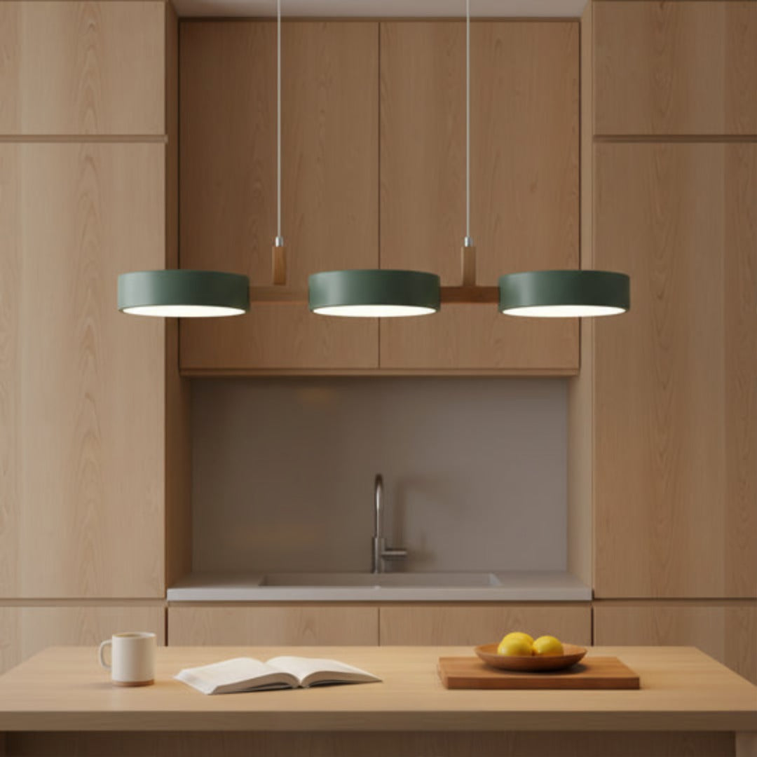 Ronde hanglamp met houten details 77cm LED verlichting eetkamer woonkamer keuken scandinavisch design | Sansoti