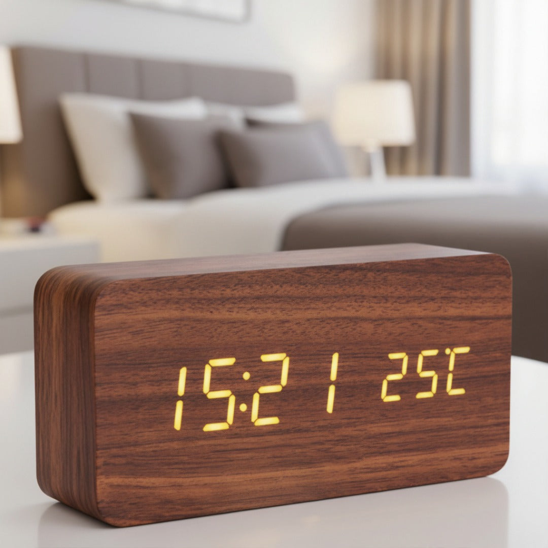 Digitale Wekker met Draadloze Oplader LED Display Temperatuur Luchtvochtigheid 3 Alarmen Nachtkastje | Sansoti