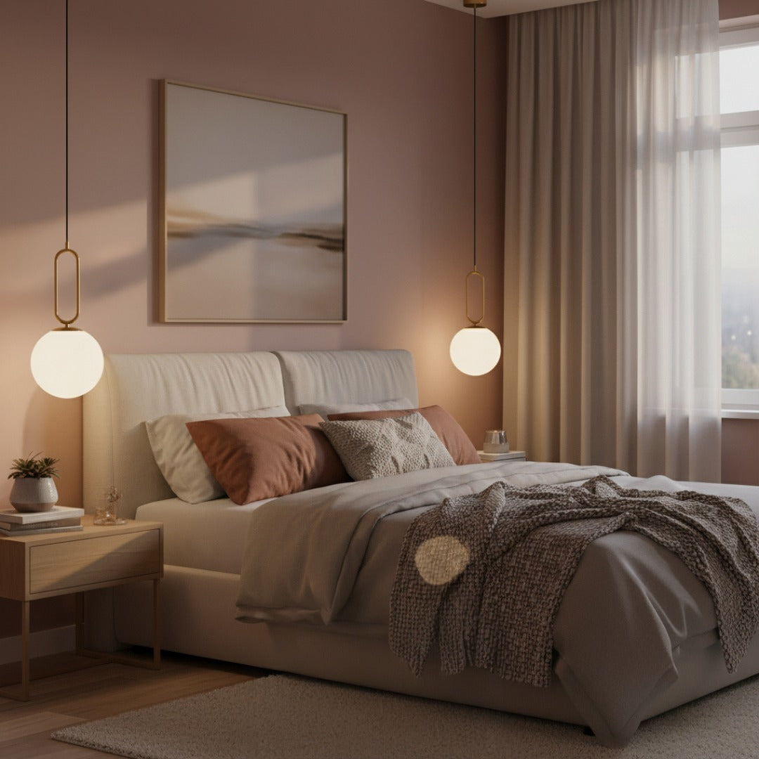 Glazen Hanglamp Goud Ø15cm Warmwit Licht Eettafel Keuken Hal Slaapkamer Romantisch Accent Verlichting | Sansoti
