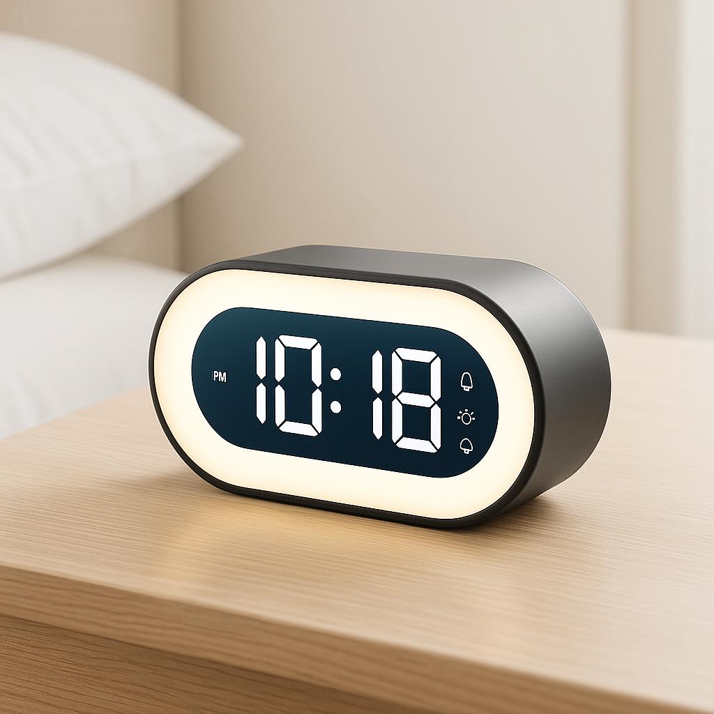 Réveil LED numérique Veilleuse Alarme musicale Fonction snooze Dimmable Chambre Bureau Chambre d'enfant Horloge Lumière de nuit | Restfield