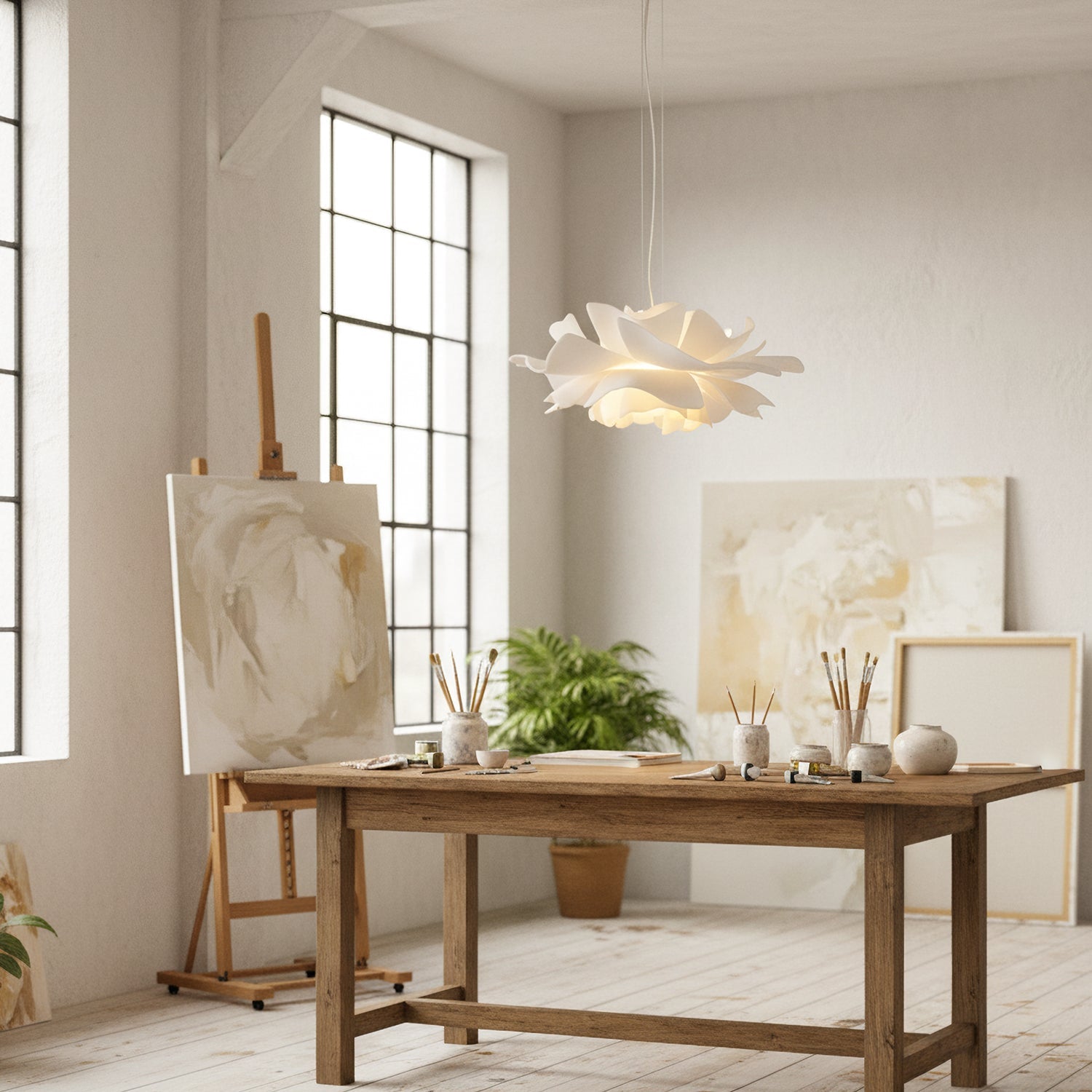 Lotus Hanglamp Wit Acryl Bloemblaadjes Nordic Design Modern Interieur Eettafel Woonkamer Scandinavisch Minimalistisch | Sansoti