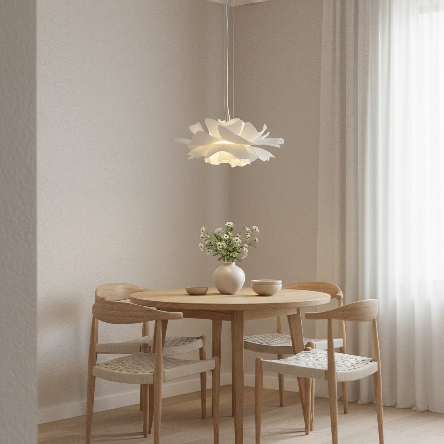 Lotus Hanglamp Wit Acryl Bloemblaadjes Nordic Design Modern Interieur Eettafel Woonkamer Scandinavisch Minimalistisch | Sansoti