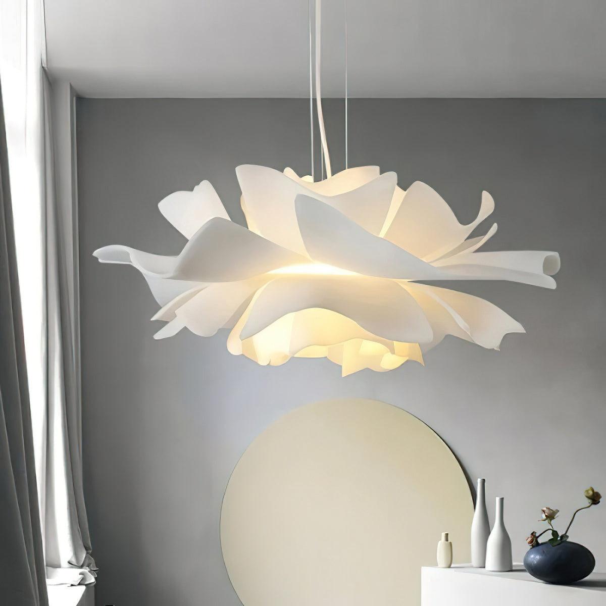 Lotus Hanglamp Wit Acryl Bloemblaadjes Nordic Design Modern Interieur Eettafel Woonkamer Scandinavisch Minimalistisch | Sansoti