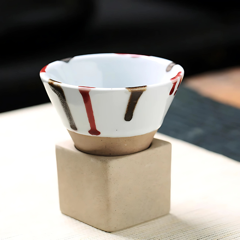 Keramische Espressokopjes Set 100ml Handgemaakt Glazuur Koffie Thee Traditioneel Design 2 Stuks Servies | Sansoti