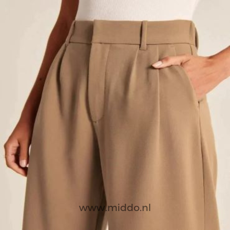 Weite Damenhose mit elastischem Bund - Bequeme Stoffhose für jeden Anlass - Mehrere Farben | Sansoti