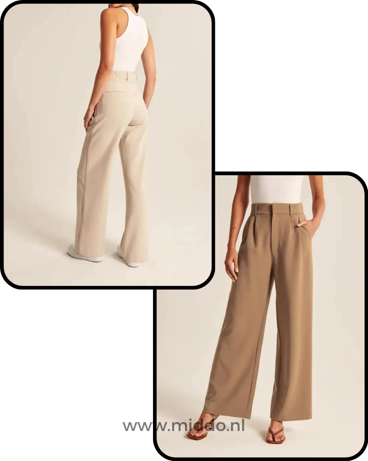 Weite Damenhose mit elastischem Bund - Bequeme Stoffhose für jeden Anlass - Mehrere Farben | Sansoti