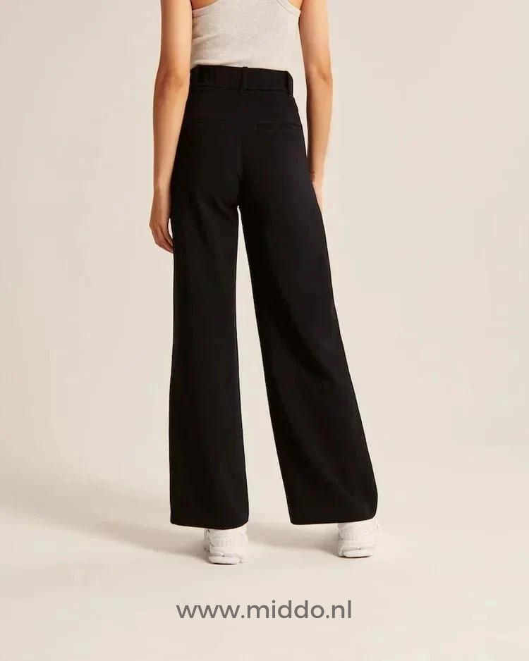 Weite Damenhose mit elastischem Bund - Bequeme Stoffhose für jeden Anlass - Mehrere Farben | Sansoti