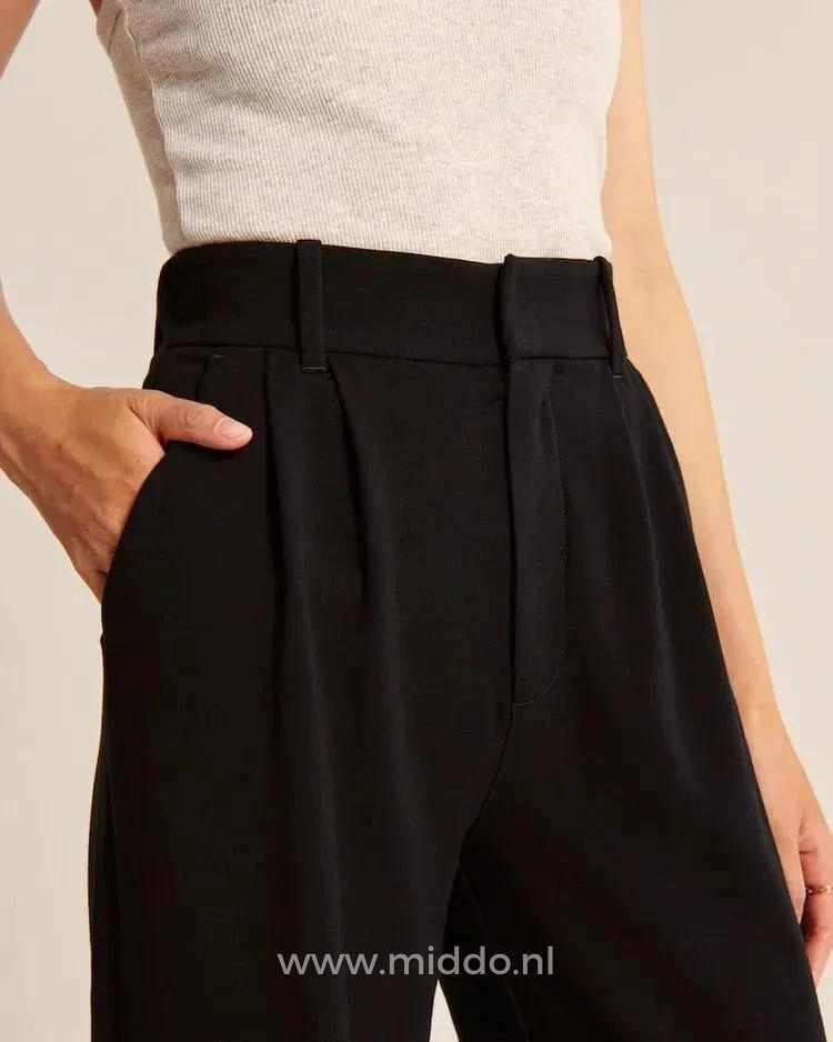 Weite Damenhose mit elastischem Bund - Bequeme Stoffhose für jeden Anlass - Mehrere Farben | Sansoti