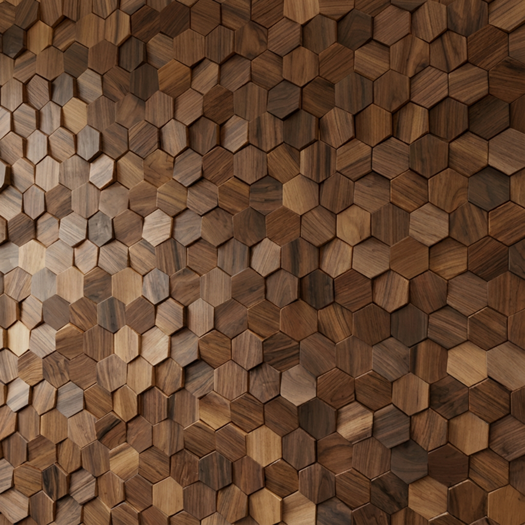 Wikne Houten Mozaïek Wandpanelen Met Hexagon Design Voor Moderne Accentmuren | Sansoti
