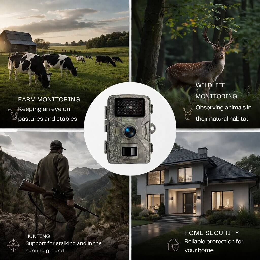 Wildcamera met Bewegingsmelder Nachtzicht IP66 Waterdicht voor Foto en Video Outdoor Dieren Natuur Tuin | Sansoti