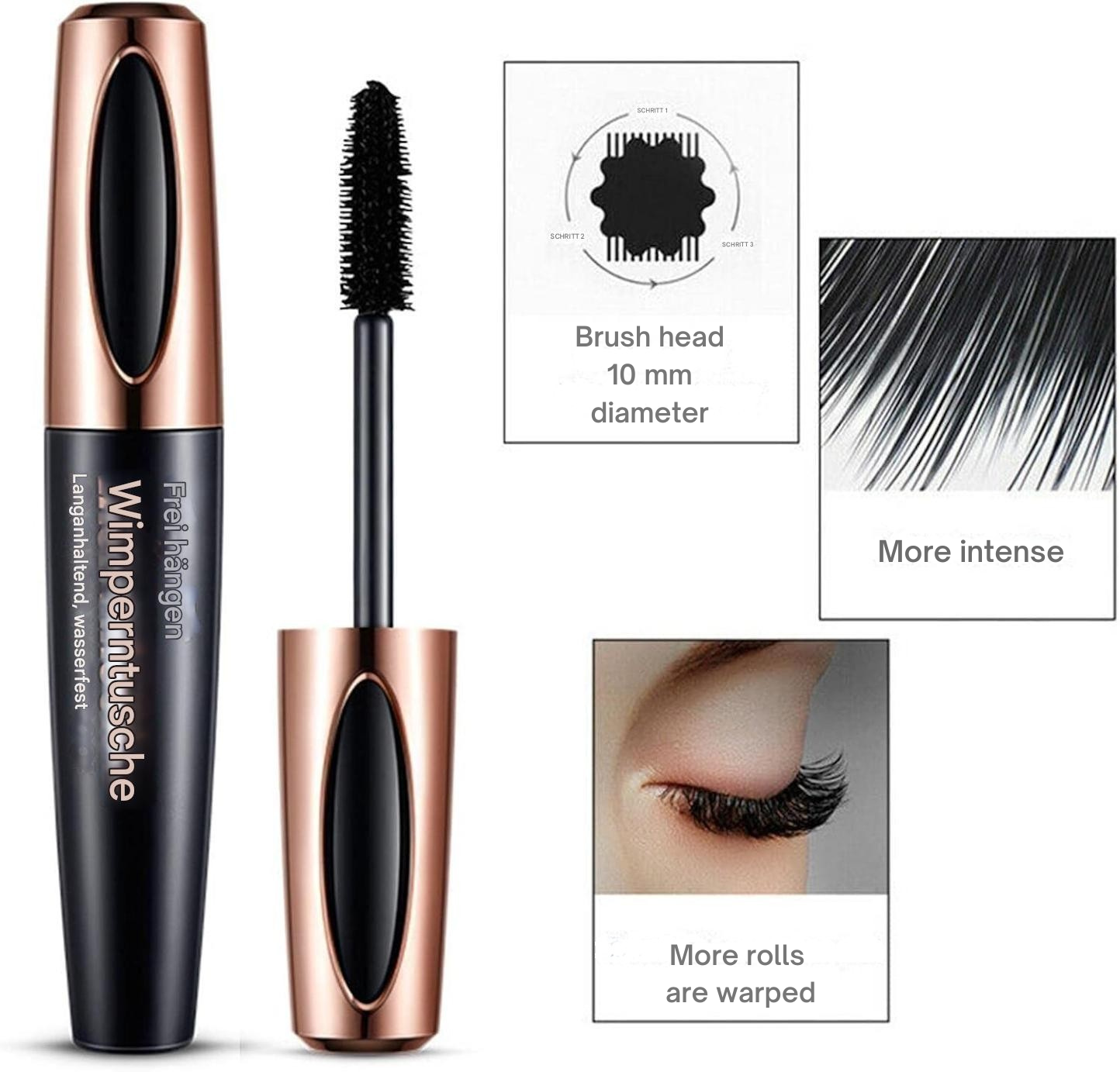 Volumemascara 5D met Fiberformule voor Verlengd Effect Zwart | Sansoti