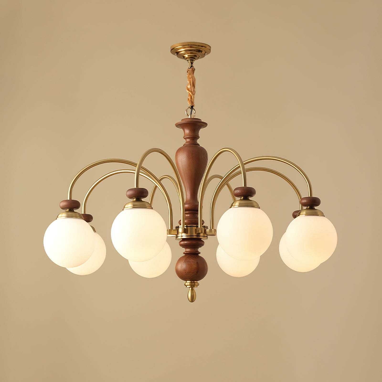 Hanglamp Industrieel 8 Armen Walnootkleur Goud Woonkamer Eetkamer Spinlamp Vintage Pendellamp Plafondlamp Verstelbaar | Sansoti