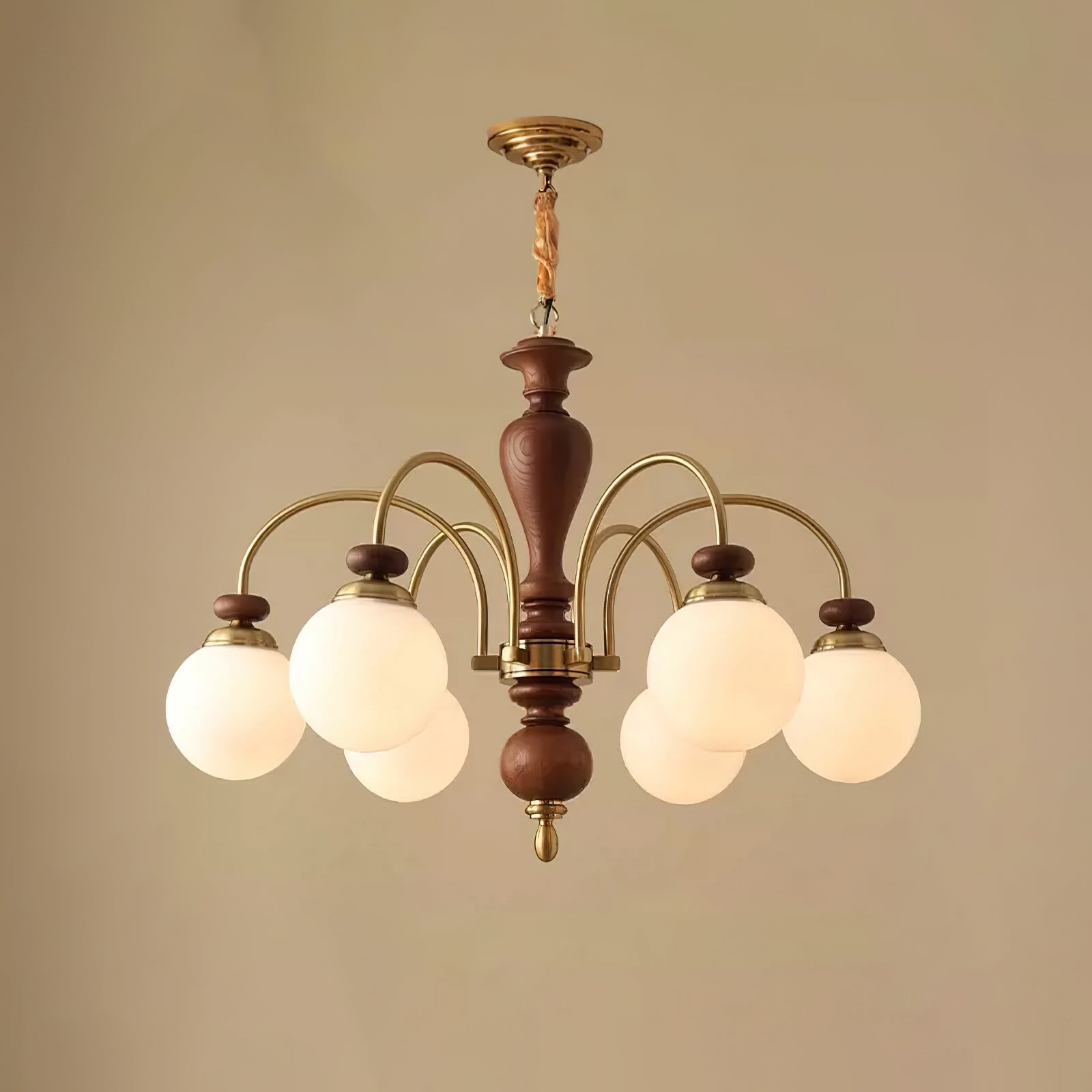 Hanglamp Industrieel 8 Armen Walnootkleur Goud Woonkamer Eetkamer Spinlamp Vintage Pendellamp Plafondlamp Verstelbaar | Sansoti