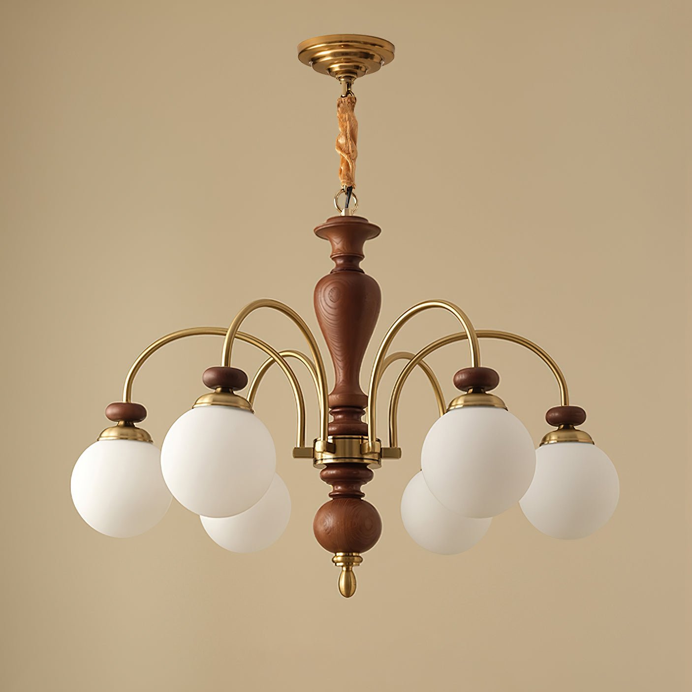 Hanglamp Industrieel 8 Armen Walnootkleur Goud Woonkamer Eetkamer Spinlamp Vintage Pendellamp Plafondlamp Verstelbaar | Sansoti