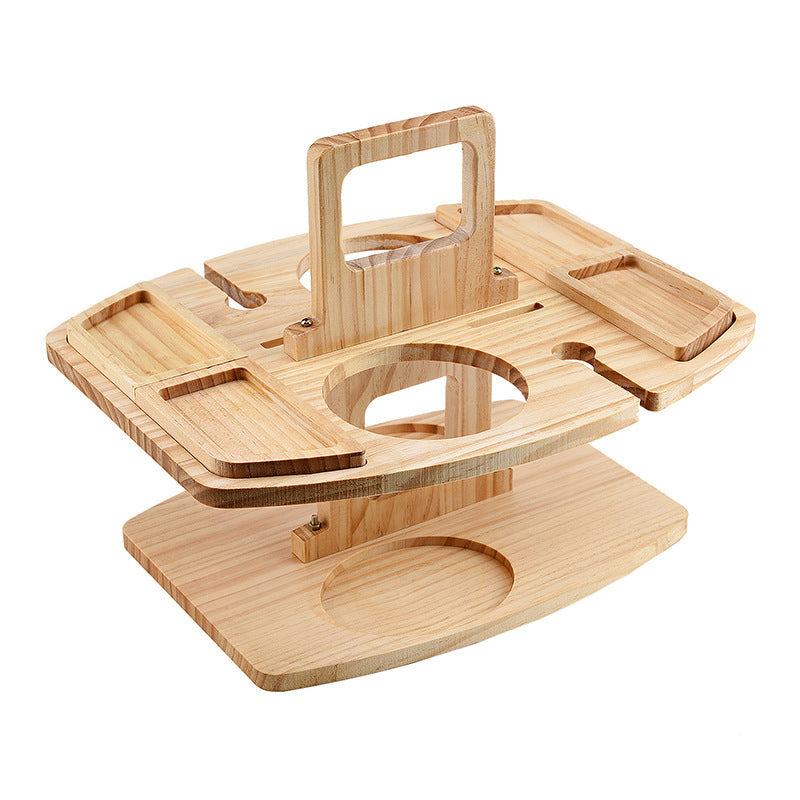 Opvouwbare Houten Wijntafel met Draaggreep voor Picknick Tuin Strand Park Outdoor Camping Balkon Terras | Sansoti