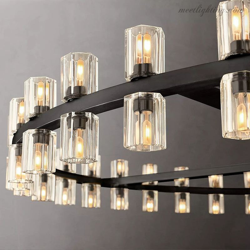 Ronde Kristallen Kroonluchter 152cm 72 Lichtpunten Messing Zwart Nikkel Eetkamer Woonkamer Luxe Verlichting | Sansoti