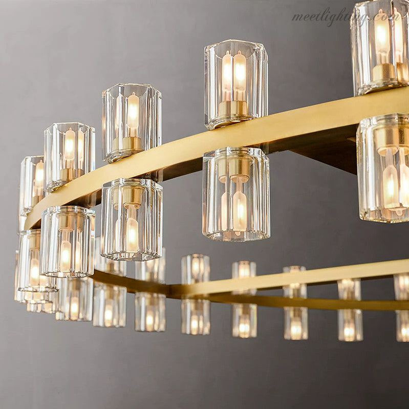 Ronde Kristallen Kroonluchter 152cm 72 Lichtpunten Messing Zwart Nikkel Eetkamer Woonkamer Luxe Verlichting | Sansoti