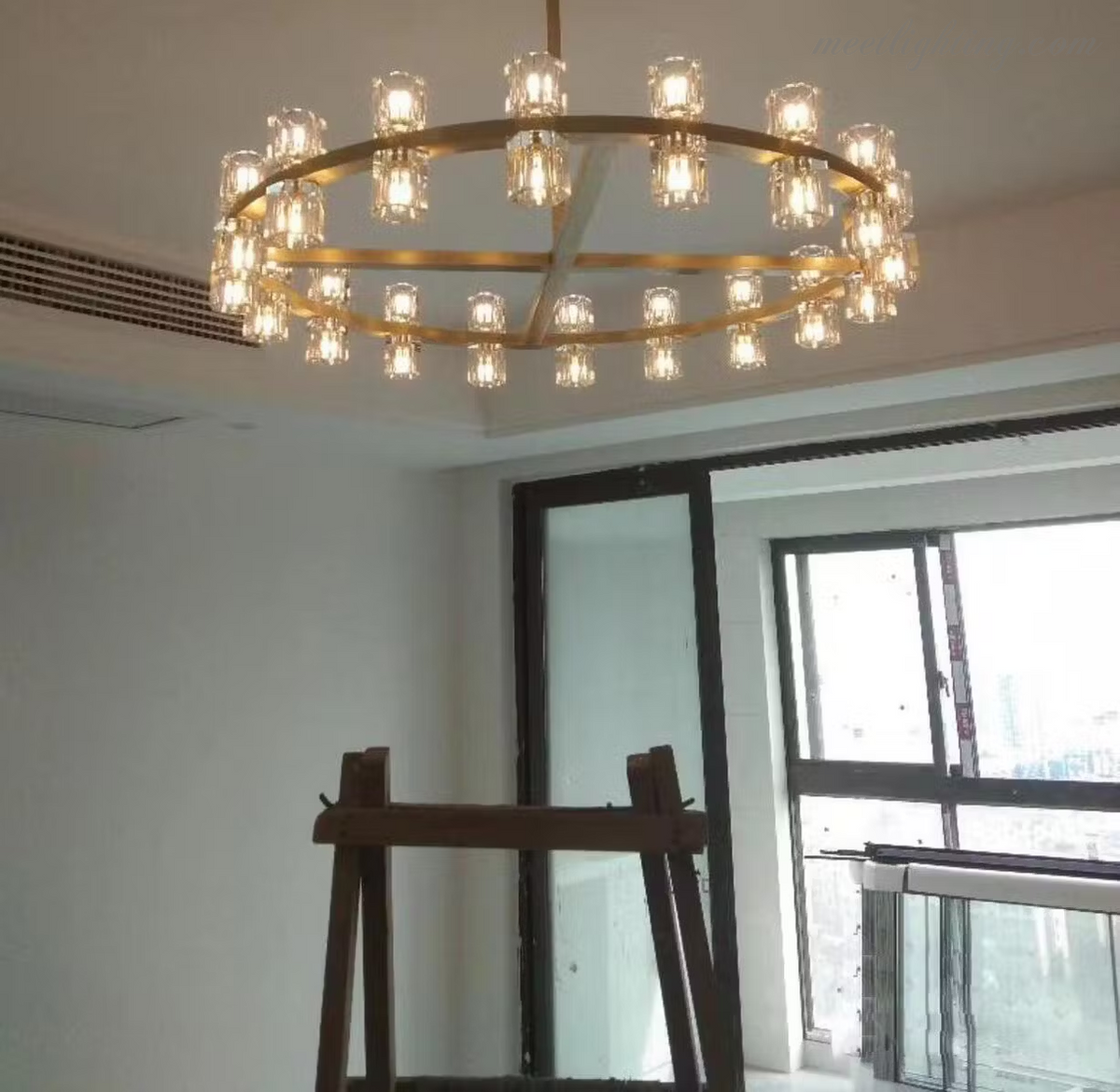 Ronde Kristallen Kroonluchter 152cm 72 Lichtpunten Messing Zwart Nikkel Eetkamer Woonkamer Luxe Verlichting | Sansoti
