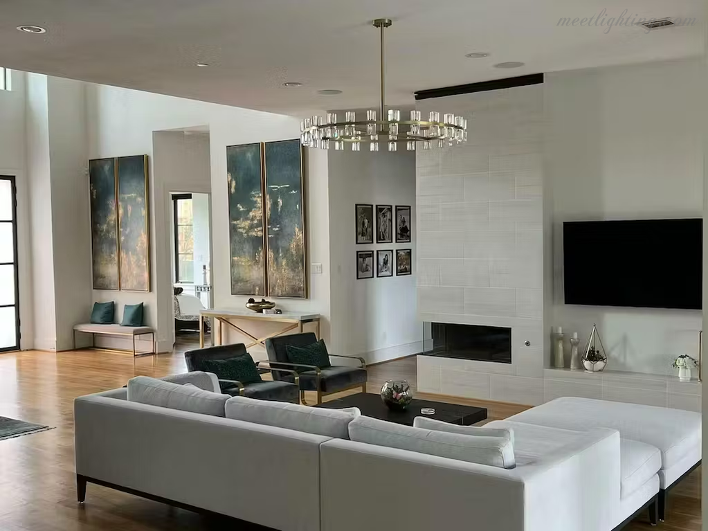 Ronde Kristallen Kroonluchter 152cm 72 Lichtpunten Messing Zwart Nikkel Eetkamer Woonkamer Luxe Verlichting | Sansoti