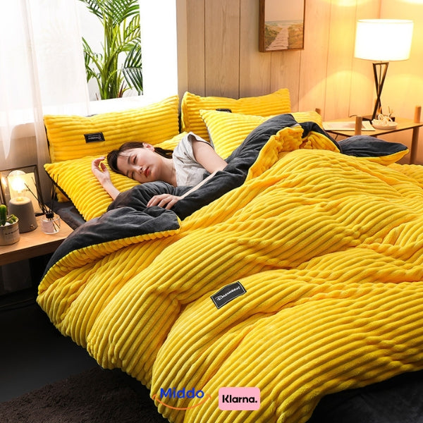 Fleece-Bettbezug mit Reißverschluss, Teddy, samtig weich, warmes Winterbettzeug, Korall, Polyester, 140-240 cm, Einzelbett | Sansoti