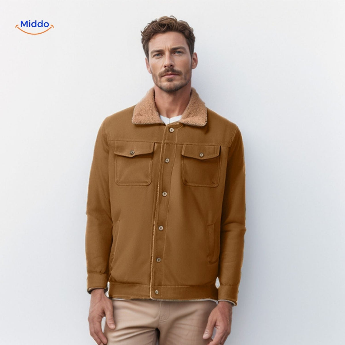 Veste de transition décontractée pour homme à col contrasté, déperlante, isolante, veste d'hiver au style moderne, confortable et chaude | Sansoti