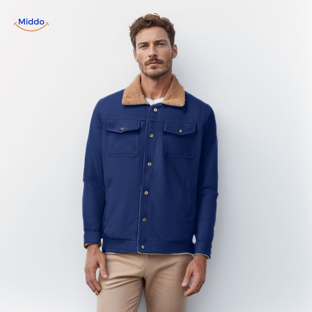 Veste de transition décontractée pour homme à col contrasté, déperlante, isolante, veste d'hiver au style moderne, confortable et chaude | Sansoti