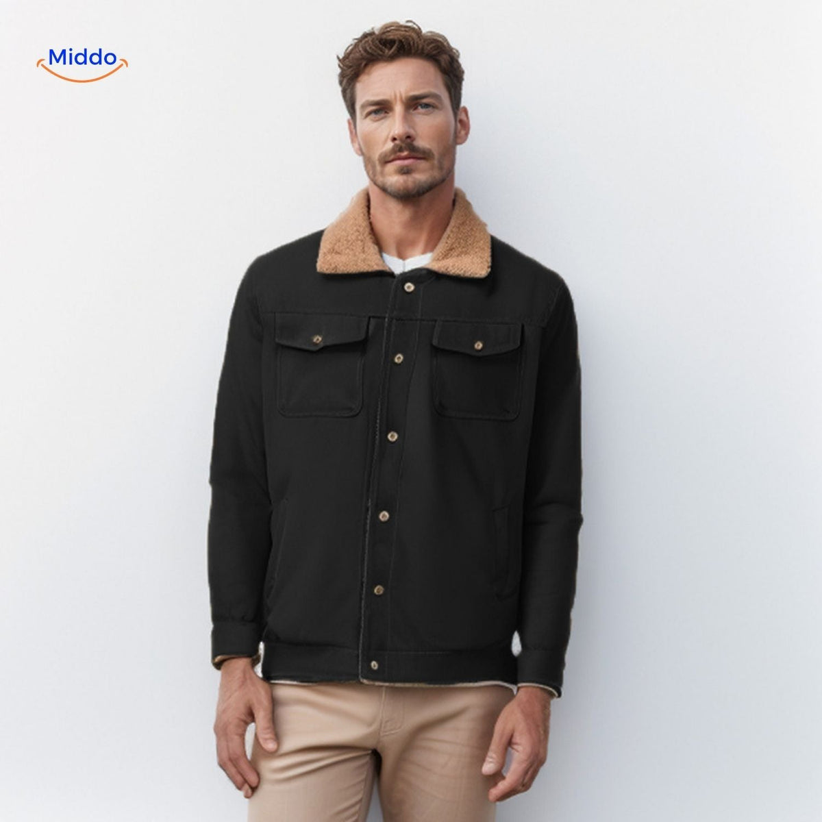 Veste de transition décontractée pour homme à col contrasté, déperlante, isolante, veste d'hiver au style moderne, confortable et chaude | Sansoti