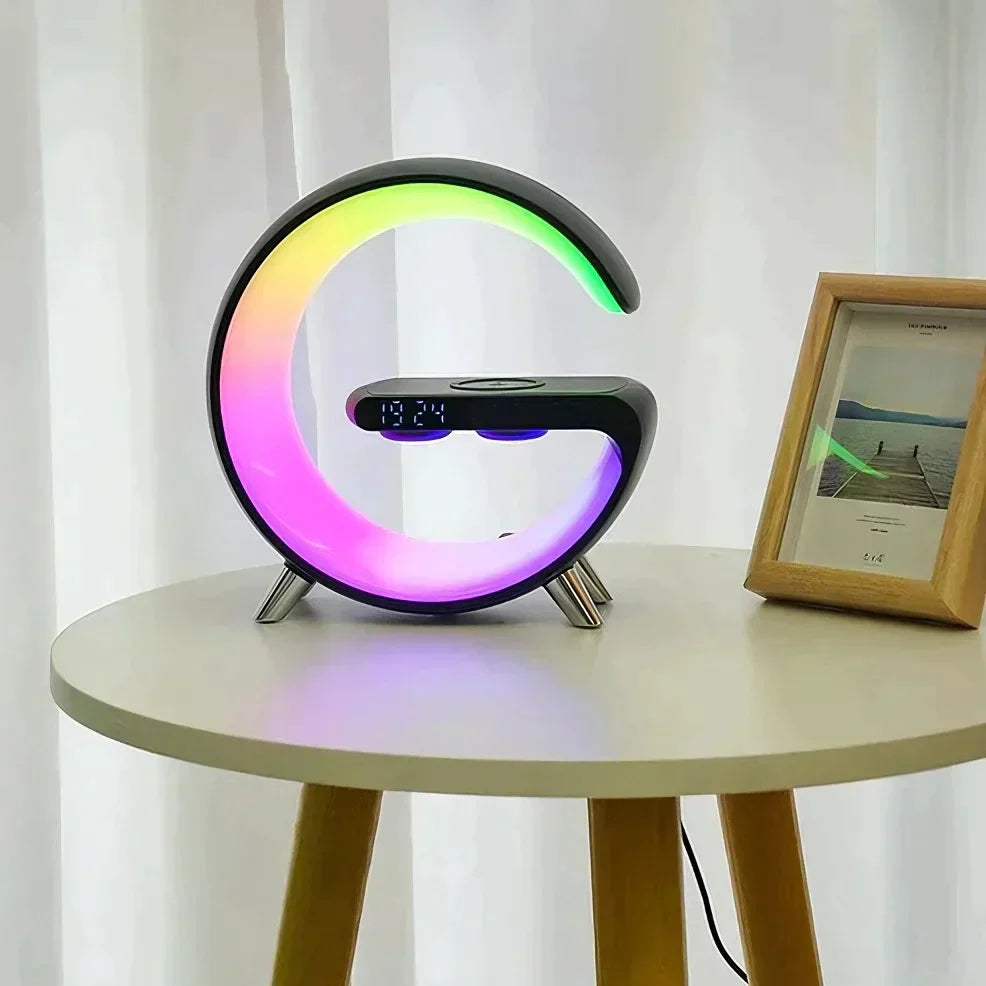 Multifunctioneel Nachtkastje met Draadloze Oplader Bluetooth Speaker Wekfunctie Sfeerlamp Slaapkamer | Sansoti