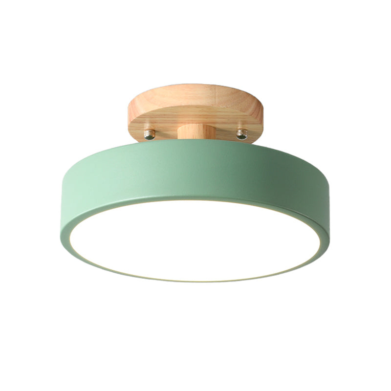 Scandinavian Drum Ceiling Lamp LED with Wood Accent 30cm 40cm 50cm Dimmable Warm White and Cool White Modern Design for Living Room Bedroom | Sansoti