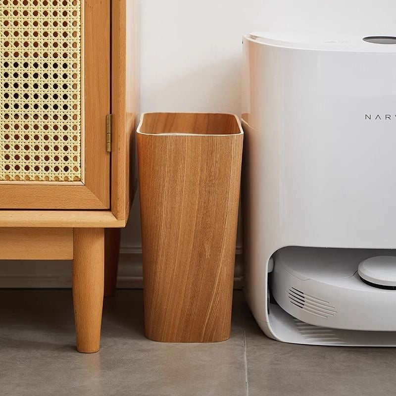 Houten Prullenbak Woonkamer Draaibaar Deksel Dubbelwandig Keuken Badkamer Kantoor Vuilnisbak Houtlook Afvalbak Bureau | Sansoti