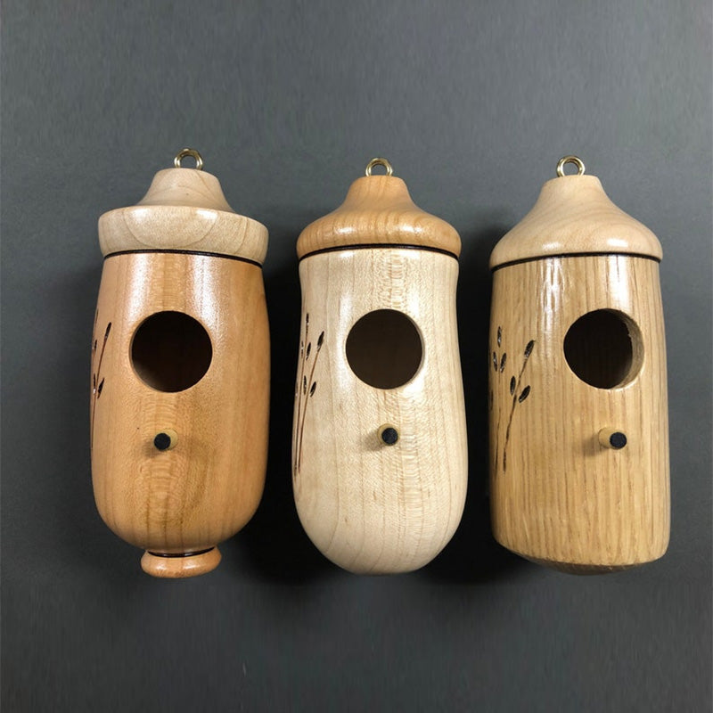 Houten Kolibrihuisje Natuurlijk Nestkastje voor Tuin en Balkon met Handgesneden Details Decoratief Vogelhuisje | Sansoti