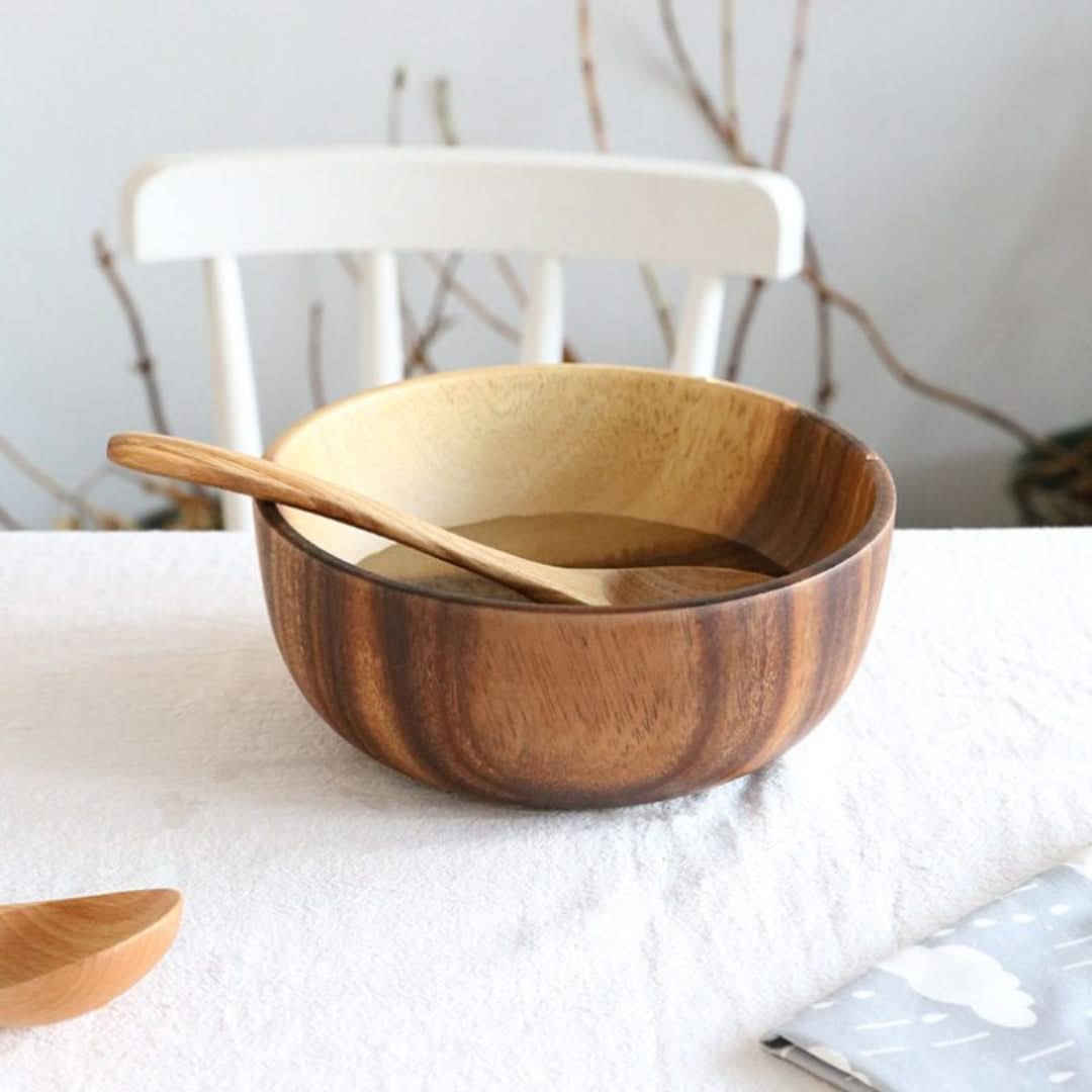 Set de saladiers et de corbeilles à fruits ronds en bambou et bois naturel, de différentes tailles, durable, pour la cuisine | Sansoti