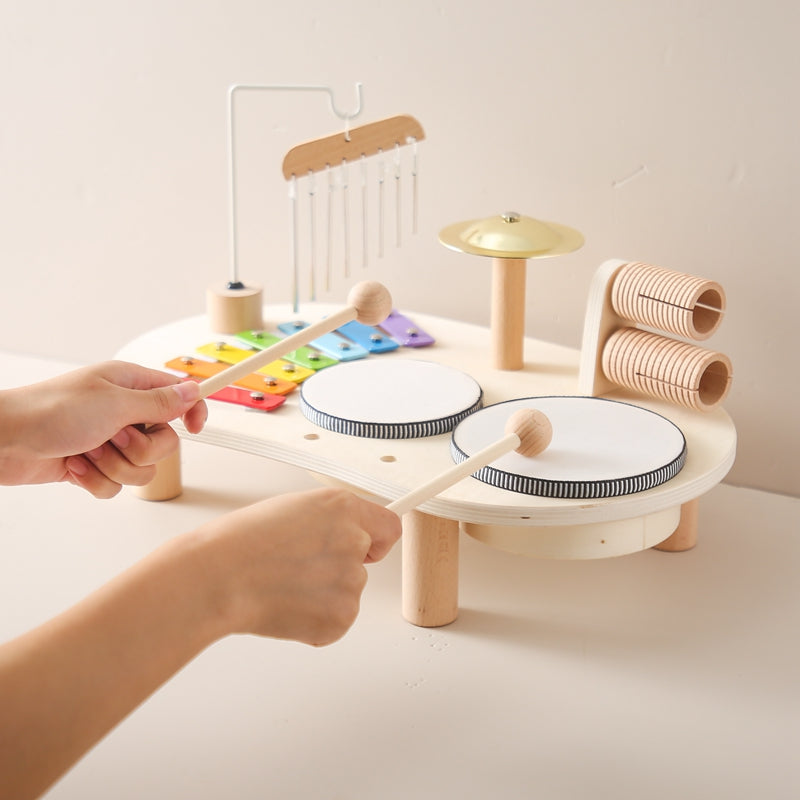 Houten Muziektafel met Xylofoon en Drums – Multifunctionele Activiteitentafel voor Kinderen vanaf 1 Jaar | Sansoti
