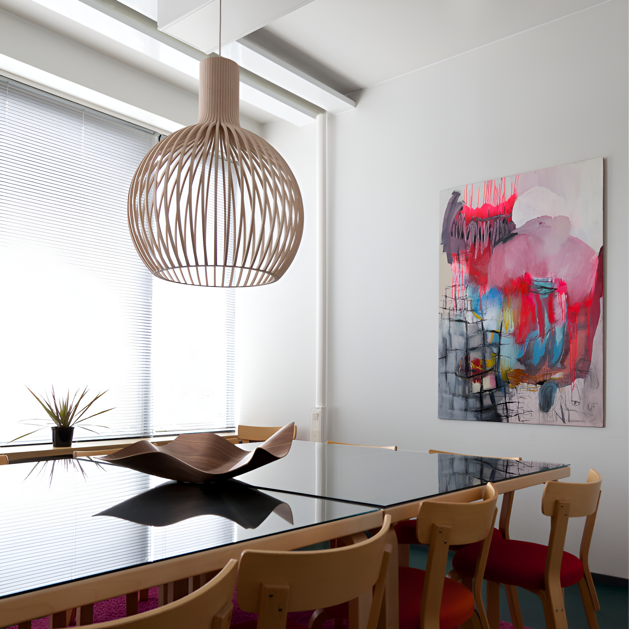 Hängelampe Holz Vintage Design mit Lamellen E27 45cm | Restfield