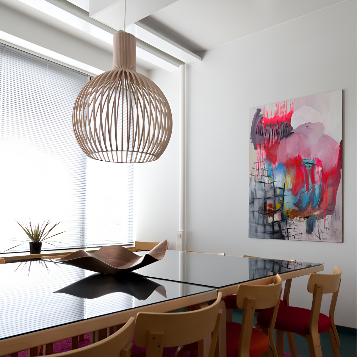 Houten Hanglamp Scandinavisch Design Plafondverlichting Eethoek Woonkamer Sfeerlicht Natuurlijk Hout 45cm | Sansoti