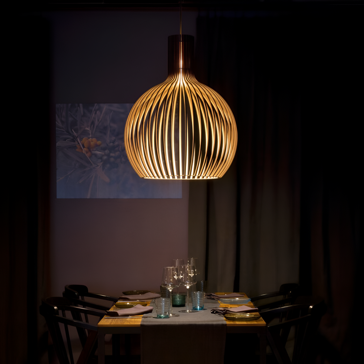 Houten Hanglamp Scandinavisch Design Plafondverlichting Eethoek Woonkamer Sfeerlicht Natuurlijk Hout 45cm | Sansoti