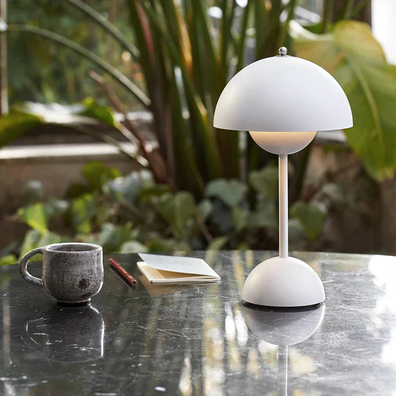 Tafellamp paddenstoel LED USB oplaadbaar draadloos nachtkastje bureau sfeerlicht interieur | Sansoti