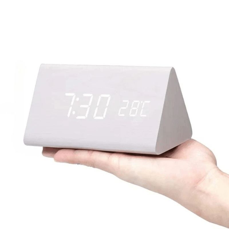 Digitale Houten Tafelklok met Stemactivering LED-Tijdsweergave Wekker Temperatuur voor Slaapkamer Kantoor | Sansoti